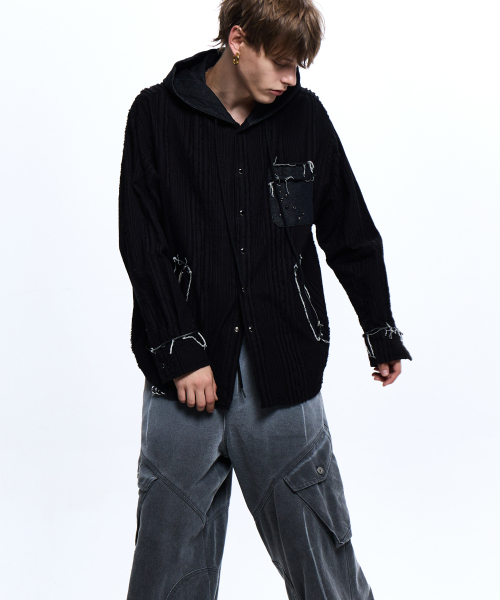 RSSC（アールエスエスシー）の「DENIM MIXED TRIMMING JACQUARD HOOD SHIRT - BLACK（シャツ/ブラウス・レディース・その他・1/2）」の20枚目の写真