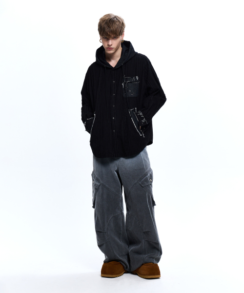 RSSC（アールエスエスシー）の「DENIM MIXED TRIMMING JACQUARD HOOD SHIRT - BLACK（シャツ/ブラウス・レディース・その他・1/2）」の19枚目の写真