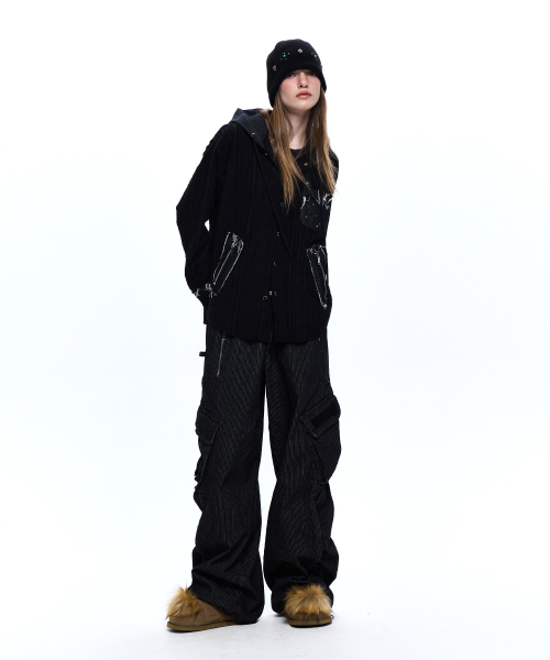 RSSC（アールエスエスシー）の「DENIM MIXED TRIMMING JACQUARD HOOD SHIRT - BLACK（シャツ/ブラウス・レディース・その他・1/2）」の16枚目の写真