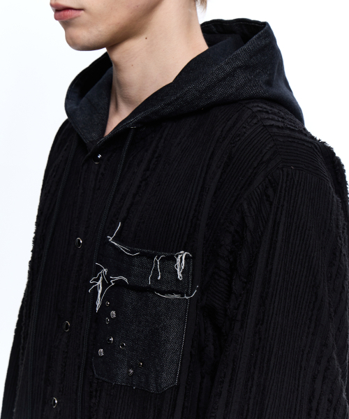 RSSC（アールエスエスシー）の「DENIM MIXED TRIMMING JACQUARD HOOD SHIRT - BLACK（シャツ/ブラウス・レディース・その他・1/2）」の15枚目の写真