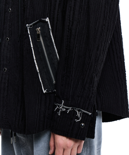 RSSC（アールエスエスシー）の「DENIM MIXED TRIMMING JACQUARD HOOD SHIRT - BLACK（シャツ/ブラウス・レディース・その他・1/2）」の14枚目の写真