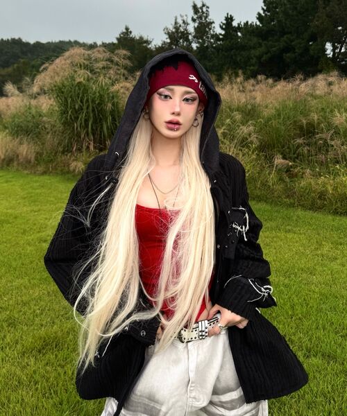 RSSC（アールエスエスシー）の「DENIM MIXED TRIMMING JACQUARD HOOD SHIRT - BLACK（シャツ/ブラウス・レディース・その他・1/2）」の12枚目の写真