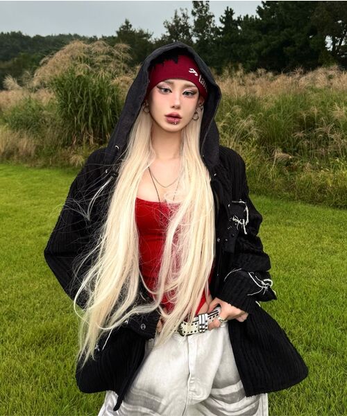 RSSC（アールエスエスシー）の「DENIM MIXED TRIMMING JACQUARD HOOD SHIRT - BLACK（シャツ/ブラウス・レディース・その他・1/2）」の10枚目の写真