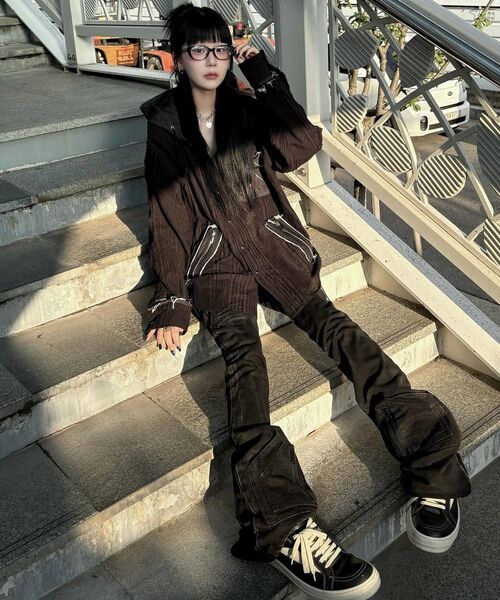 RSSC（アールエスエスシー）の「DENIM MIXED TRIMMING JACQUARD HOOD SHIRT - BLACK（シャツ/ブラウス・レディース・その他・1/2）」の9枚目の写真