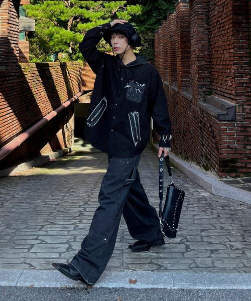 RSSC（アールエスエスシー）の「DENIM MIXED TRIMMING JACQUARD HOOD SHIRT - BLACK（シャツ/ブラウス・レディース・その他・1/2）」の7枚目の写真