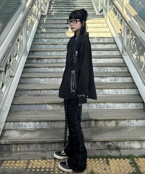 RSSC（アールエスエスシー）の「DENIM MIXED TRIMMING JACQUARD HOOD SHIRT - BLACK（シャツ/ブラウス・レディース・その他・1/2）」の6枚目の写真