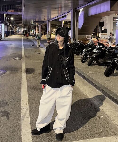 RSSC（アールエスエスシー）の「DENIM MIXED TRIMMING JACQUARD HOOD SHIRT - BLACK（シャツ/ブラウス・レディース・その他・1/2）」の4枚目の写真