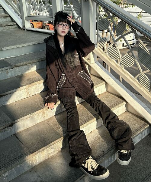 RSSC（アールエスエスシー）の「DENIM MIXED TRIMMING JACQUARD HOOD SHIRT - BLACK（シャツ/ブラウス・レディース・その他・1/2）」の3枚目の写真