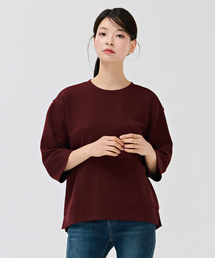 レディース刺繍ポイント7部Tシャツ-DERG5161B0R