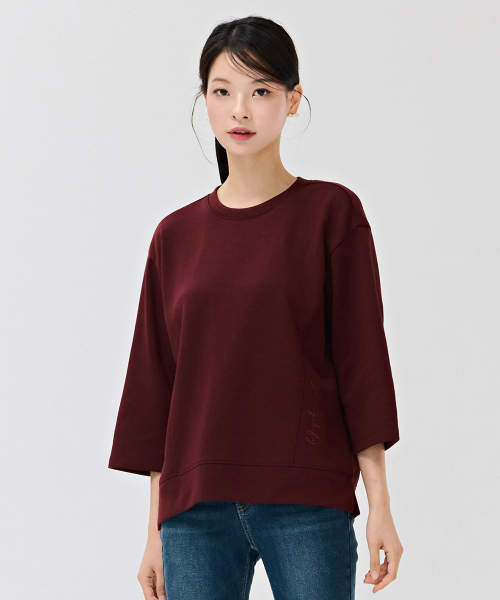 CHASECULT(チェイスカルト)の「レディース刺繍ポイント7部Tシャツ-DERG5161B0R(Tシャツ/カットソー・レディース・バーガンディー・90/85)」の3枚目の写真