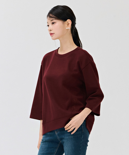CHASECULT(チェイスカルト)の「レディース刺繍ポイント7部Tシャツ-DERG5161B0R(Tシャツ/カットソー・レディース・バーガンディー・90/85)」の5枚目の写真
