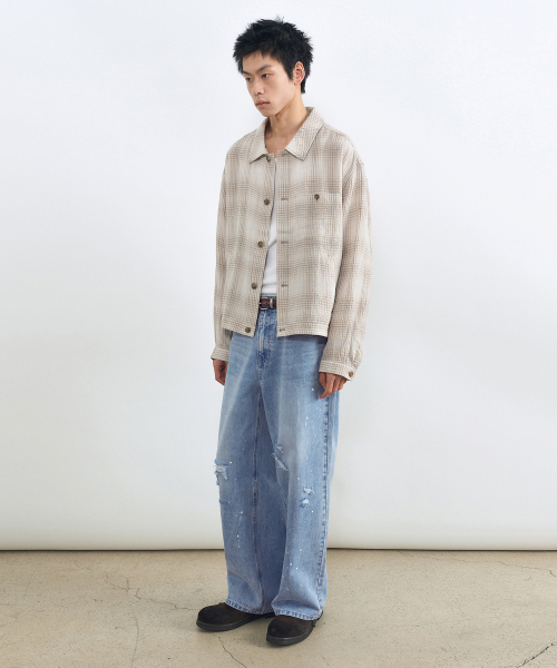 INSILENCE(インサイロンス)の「リネンチェックジャケット ベージュチェック(その他アウター・レディース・その他・SMALL/MEDIUM/LARGE)」の3枚目の写真