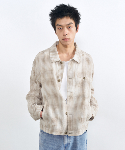 INSILENCE(インサイロンス)の「リネンチェックジャケット ベージュチェック(その他アウター・レディース・その他・SMALL/MEDIUM/LARGE)」の5枚目の写真