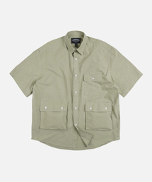 WASHED TRIPLE POCKET HALF SHIRT _ LIGHT GREEN
