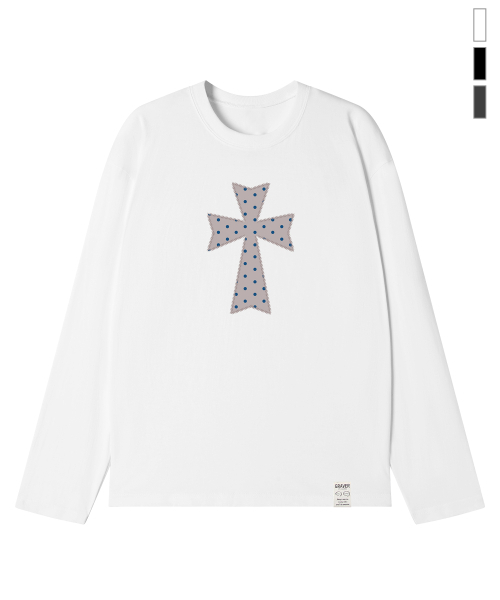GRAVER（グレーバー）の「[ユニセックス]ドットクロスロングスリーブTシャツ_3カラー（Tシャツ/カットソー・レディース・チャコール/ホワイト/ブラック・MEDIUM/LARGE/SMALL）」の20枚目の写真
