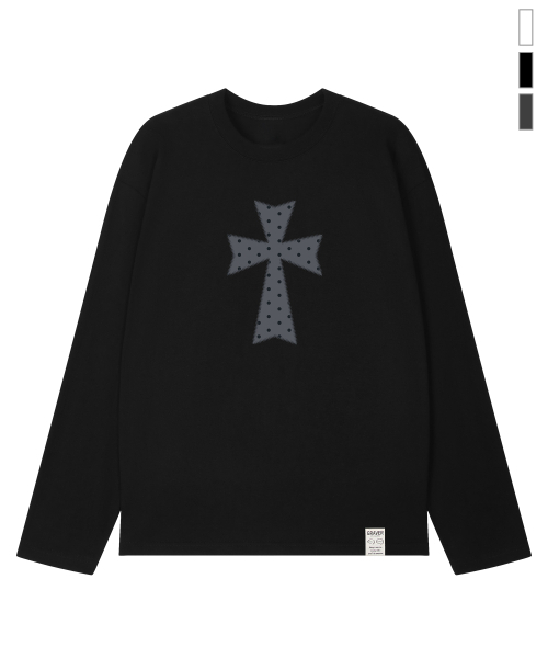 GRAVER（グレーバー）の「[ユニセックス]ドットクロスロングスリーブTシャツ_3カラー（Tシャツ/カットソー・レディース・チャコール/ホワイト/ブラック・MEDIUM/LARGE/SMALL）」の21枚目の写真