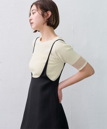 ur's（ユアーズ）の「袖口シアー5分袖リブニット（ニット/セーター）」