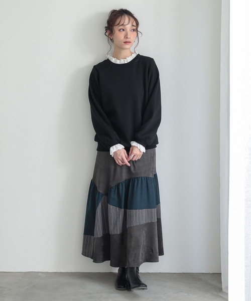 n'OrLABEL(ノアールレーベル)の「裏起毛レースフリルプルオーバー(スウェット・レディース・杢グレー/ブラック・2/1)」の12枚目の写真