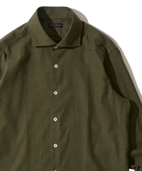 TETE HOMME(テットオム)の「【WEB限定】ライトフランネル ホリゾンタルカラーシャツ(シャツ/ブラウス・メンズ・ホワイト/オレンジ/ベージュ/チャコールグレー/カーキ・MEDIUM/LARGE/X-LARGE)」の4枚目の写真