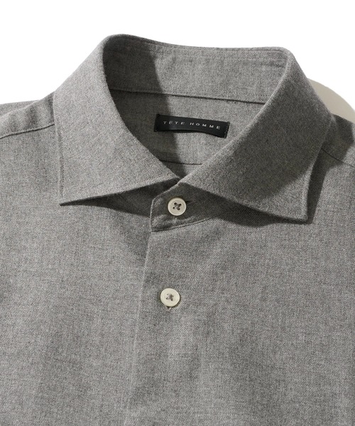 TETE HOMME(テットオム)の「【WEB限定】ライトフランネル ホリゾンタルカラーシャツ(シャツ/ブラウス・メンズ・ホワイト/オレンジ/ベージュ/チャコールグレー/カーキ・MEDIUM/LARGE/X-LARGE)」の9枚目の写真