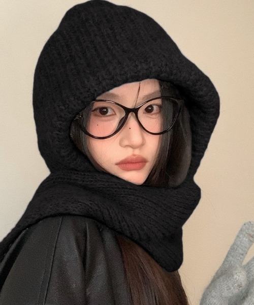 DEVICE（デバイス）の「ボリューム ニット フーディ バラクラバ（ニットキャップ/ビーニー・レディース・グレー/ベージュ/ブラック・FREE）」の2枚目の写真