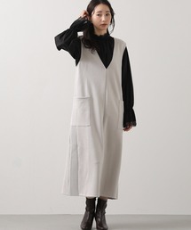 サイドリブスウェードＶネックジャンスカ
