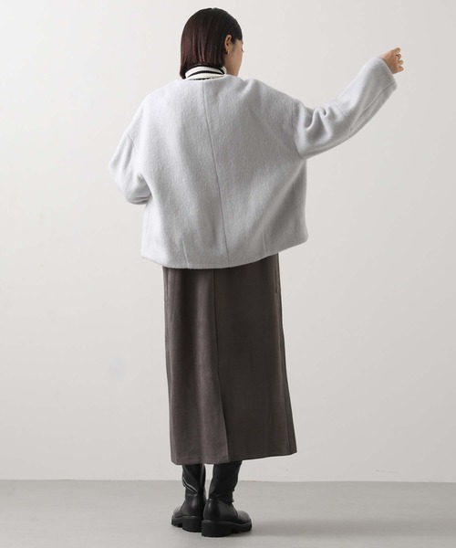 Gready Brilliant(グレディブリリアン)の「サイドリブスウェードVネックジャンスカ(ワンピース・レディース・チャコールグレー/ライトグレー・FREE)」の11枚目の写真
