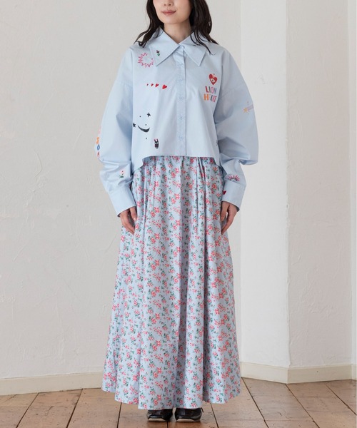 Cath Kidston(キャスキッドソン)の「コラージュショートシャツ(シャツ/ブラウス・レディース・ホワイト/ピンク/サックスブルー・FREE)」の4枚目の写真