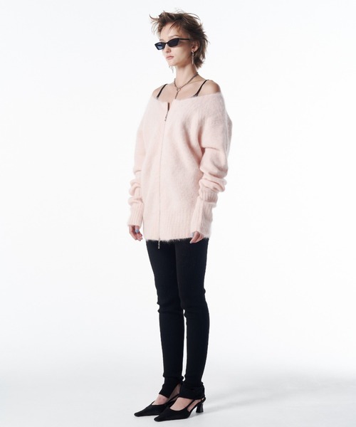 ○ josemoon JOSE MOON ダブル ZIP リブ ニット ホワイト ZIP UP CARDIGAN – JOSEMOON
