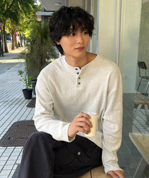 LEIRE（ルアール）の「ワッフルヘンリーネックロングスリーブTシャツ[ホワイトメランジ]（Tシャツ/カットソー）」