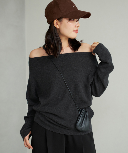 追加》Off shoulder slit ニット 2（ニット/セーター）｜Plage