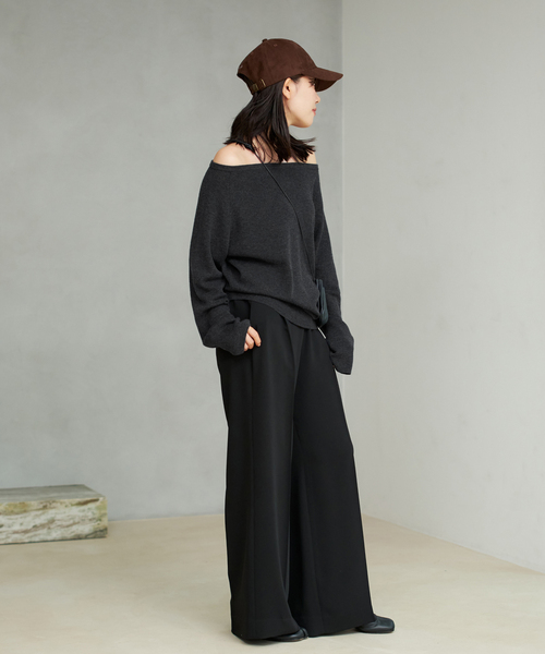 plage（プラージュ）の「《追加》Off shoulder slit ニット 2（ニット/セーター・レディース・ブラック/チャコールグレー・FREE）」の15枚目の写真