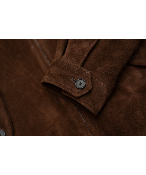 CONNECT KINLOCH（コネクトキンロック）の「[リアルレザー] スウェードハリントンジャケット [ブラウン]（ライダースジャケット・メンズ・ブラウン・SMALL/MEDIUM/LARGE）」の4枚目の写真