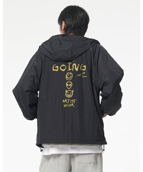 ARTISTWEAR（アーティストウェア）の「[ATW] キープゴーイング フードパーカー（ナイロンジャケット・レディース・ブラック・2XL/LARGE/MEDIUM/X-LARGE）」の7枚目の写真