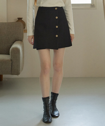 COLLAR TWEED SKIRT_BLACK