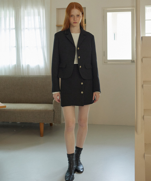 YUPPE(ヨッペ)の「COLLAR TWEED SKIRT_BLACK(スカート・レディース・その他・SMALL/MEDIUM)」の2枚目の写真