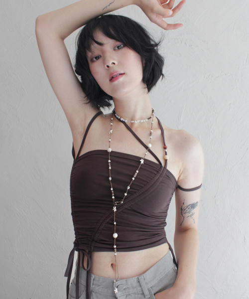 RUBATI(ルバティ)の「シャーリングストラップチューブトップ_ブラウン(Tシャツ/カットソー・レディース・その他・size2/size1)」の3枚目の写真