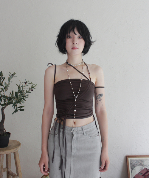 RUBATI(ルバティ)の「シャーリングストラップチューブトップ_ブラウン(Tシャツ/カットソー・レディース・その他・size2/size1)」の5枚目の写真