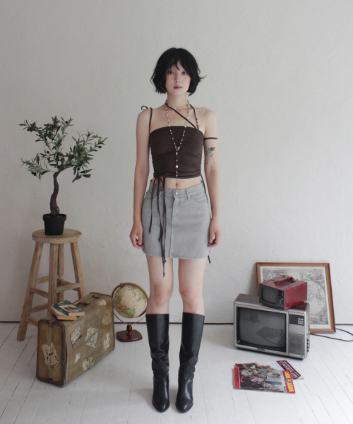 RUBATI(ルバティ)の「シャーリングストラップチューブトップ_ブラウン(Tシャツ/カットソー・レディース・その他・size2/size1)」の6枚目の写真