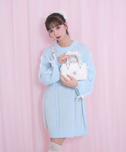 Honey Cinnamon(ハニーシナモン)の「ハンドルリボンハートロゴバッグ(ハンドバッグ・レディース・ピンク/ホワイト・FREE)」の16枚目の写真