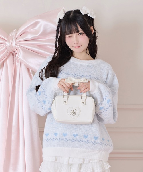 Honey Cinnamon(ハニーシナモン)の「ハンドルリボンハートロゴバッグ(ハンドバッグ・レディース・ピンク/ホワイト・FREE)」の3枚目の写真