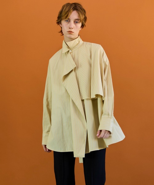 MAISON SPECIAL（メゾンスペシャル）の「【PRE-ORDER】Asymmetrical drape shirt/アシンメトリードレープシャツ（シャツ/ブラウス・レディース・ホワイト/イエロー/ブルー・FREE）」の3枚目の写真
