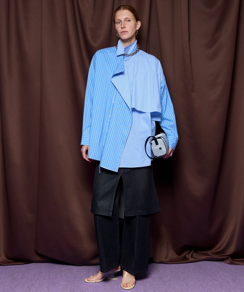 MAISON SPECIAL（メゾンスペシャル）の「【PRE-ORDER】Asymmetrical drape shirt/アシンメトリードレープシャツ（シャツ/ブラウス・レディース・ホワイト/イエロー/ブルー・FREE）」の4枚目の写真