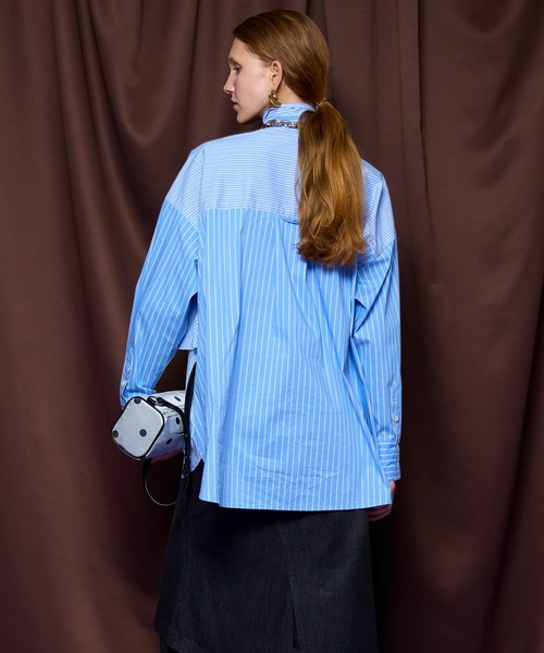 MAISON SPECIAL（メゾンスペシャル）の「【PRE-ORDER】Asymmetrical drape shirt/アシンメトリードレープシャツ（シャツ/ブラウス・レディース・ホワイト/イエロー/ブルー・FREE）」の5枚目の写真