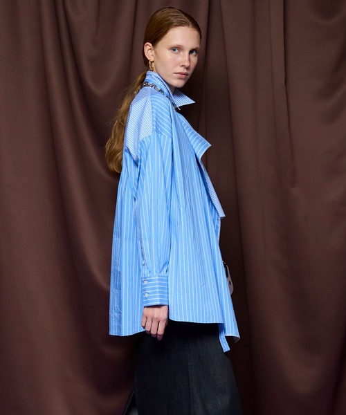 MAISON SPECIAL（メゾンスペシャル）の「【PRE-ORDER】Asymmetrical drape shirt/アシンメトリードレープシャツ（シャツ/ブラウス・レディース・ホワイト/イエロー/ブルー・FREE）」の6枚目の写真
