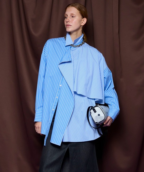MAISON SPECIAL（メゾンスペシャル）の「【PRE-ORDER】Asymmetrical drape shirt/アシンメトリードレープシャツ（シャツ/ブラウス・レディース・ホワイト/イエロー/ブルー・FREE）」の7枚目の写真