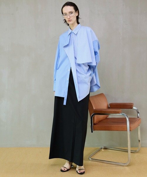 MAISON SPECIAL（メゾンスペシャル）の「【PRE-ORDER】Asymmetrical drape shirt/アシンメトリードレープシャツ（シャツ/ブラウス・レディース・ホワイト/イエロー/ブルー・FREE）」の8枚目の写真