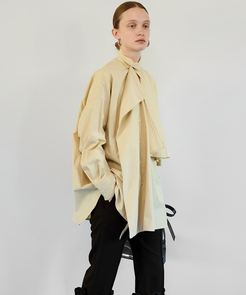 MARQUES ALMEIDA reM'Ade シャツ　ブラウス　アシンメトリー PRE-ORDER】Asymmetrical drape shirt/アシンメトリードレープシャツ
