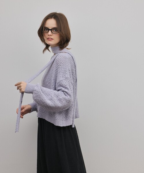 GRACE CONTINENTAL（グレースコンチネンタル）の「メッシュオーバーニットトップ（ニット/セーター・レディース・ラベンダー・36）」の13枚目の写真