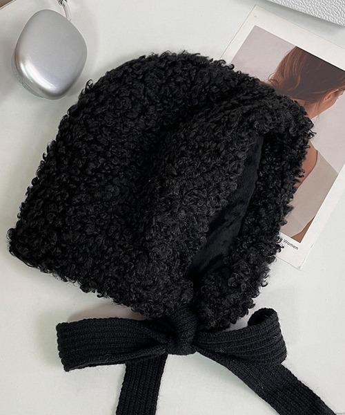 TONE SELECT GOODS（トーンセレクトグッズ）の「pur chouchou/ボア もこもこ フード ボンネット P4530（ハット・レディース・レッド/ブラウン/ブラック/ホワイト・FREE）」の2枚目の写真